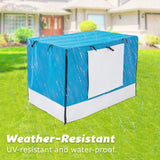 36in Foldable Wire Dog Cage with Tray + Cushion Mat + BLUE Cover - Side View