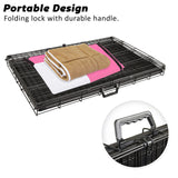 42in Foldable Wire Dog Cage with Tray + Cushion Mat + PINK Cover - Close-Up Angle