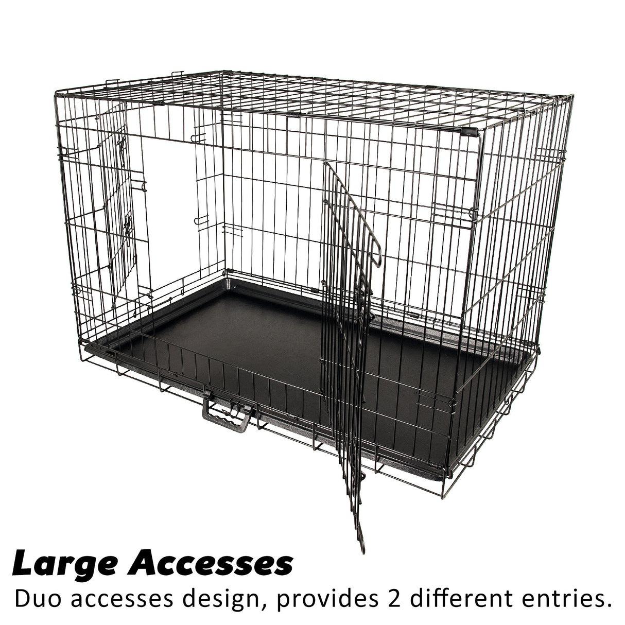 48in Foldable Wire Dog Cage with Tray + Cushion Mat + BLUE Cover