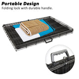 48in Foldable Wire Dog Cage with Tray + Cushion Mat + BLUE Cover - Close-Up Angle