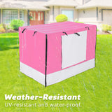 48in Foldable Wire Dog Cage with Tray + Cushion Mat + PINK Cover - Side View