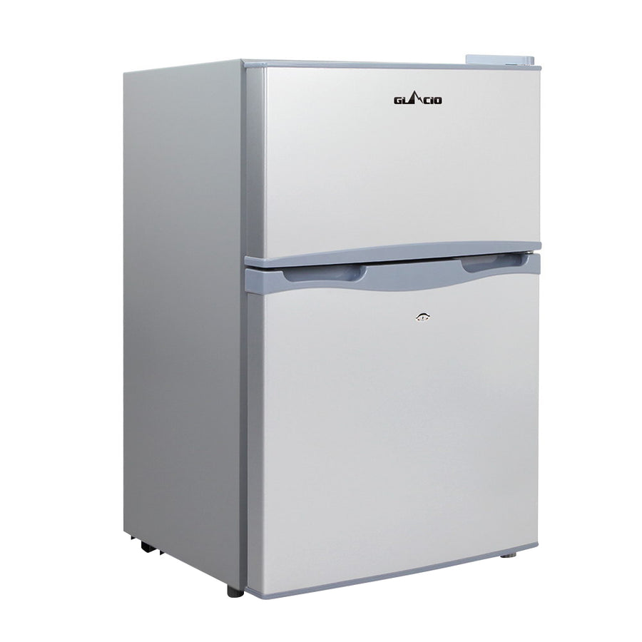 Glacio 65L portable fridge freezer, upright, silver, 12V/24V/240V