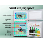 Glacio 65L portable fridge freezer, upright, silver, 12V/24V/240V, 60W compressor