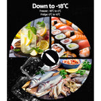 Glacio 65L portable fridge freezer, upright, silver, 12V/24V/240V, SAA approved plug and adaptor
