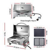 Grillz Portable Gas BBQ Grill 2 Burners with 2 Plates - Front View