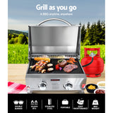 Grillz Portable Gas BBQ Grill 2 Burners with 2 Plates - Side View