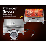 Grillz Portable Gas BBQ Grill 2 Burners with 2 Plates - Close-Up Angle
