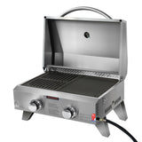 Grillz Portable Gas BBQ Grill 2 Burners with 2 Plates - Low Angle
