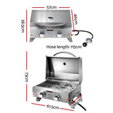 Grillz Portable Gas BBQ Grill 2 Burners - Front View