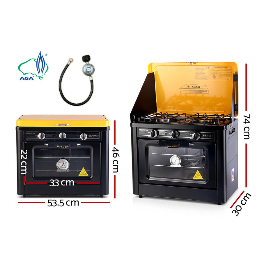 Devanti Portable Gas Oven LPG Black, Portable