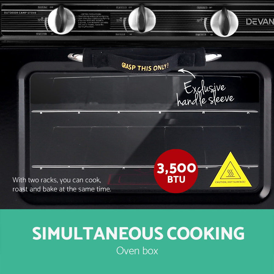 Devanti Portable Gas Oven LPG Black, image 5