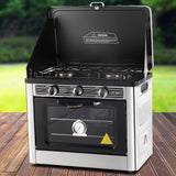 Devanti Portable Gas Oven LPG Silver - Close-Up Angle