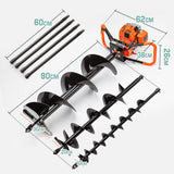Baumr-AG Post Hole Digger 88CC Posthole Earth Auger Fence Borer Petrol Drill Bit - Rear View