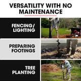 BAUMR-AG BPX-1400 38cc 4-Stroke Petrol Post Hole Digger, 150mm Auger w/ 600mm Extension Shaft - Side View