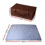 Alfresco 4 Person Picnic Basket Set Insulated Blanket Storage Bag, Storage