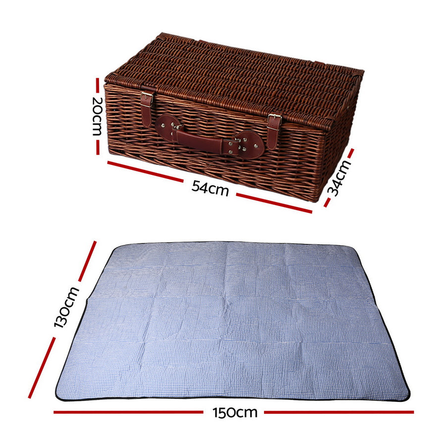 Alfresco 4 Person Picnic Basket Set Insulated Blanket Storage Bag, Storage