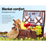 Alfresco 4 Person Picnic Basket Set Insulated Blanket Storage Bag, image 6