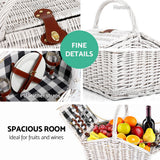 Alfresco 2 Person Picnic Basket Set Willow Vintage Baskets Insulated Blanket Bag - Top-Down View