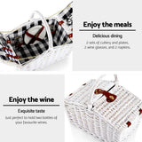 Alfresco 2 Person Picnic Basket Set Willow Vintage Baskets Insulated Blanket Bag - 45-Degree Angle