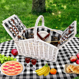 Alfresco 2 Person Picnic Basket Set Willow Vintage Baskets Insulated Blanket Bag - Close-Up Angle