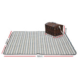 Alfresco 4 Person Picnic Basket Set Wooden Blanket Cooler Bag Outdoor Insulated - Front View