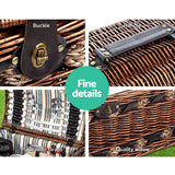 Alfresco 4 Person Picnic Basket Set Wooden Blanket Cooler Bag Outdoor Insulated - 45-Degree Angle