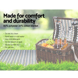Alfresco 4 Person Picnic Basket Set Wooden Blanket Cooler Bag Outdoor Insulated - Rear View