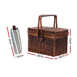 Alfresco 4 Person Picnic Basket Set Deluxe Folding Outdoor Insulated Liquor bag - Front View