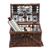 Alfresco 4 Person Picnic Basket Set Deluxe Folding Outdoor Insulated Liquor bag - Side View