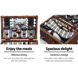 Alfresco 4 Person Picnic Basket Set Deluxe Folding Outdoor Insulated Liquor bag - Top-Down View