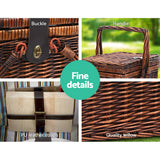 Alfresco 4 Person Picnic Basket Set Deluxe Folding Outdoor Insulated Liquor bag - 45-Degree Angle