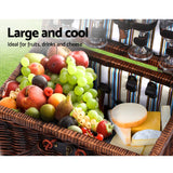 Alfresco 4 Person Picnic Basket Set Deluxe Folding Outdoor Insulated Liquor bag - Rear View
