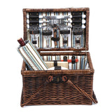 Alfresco 4 Person Picnic Basket Set Deluxe Folding Outdoor Insulated Liquor bag - Side View
