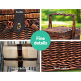 Alfresco 4 Person Picnic Basket Set Deluxe Folding Outdoor Insulated Liquor bag - 45-Degree Angle