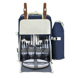 Alfresco 4 Person Picnic Basket Set Backpack Bag Insulated Blue - Side View