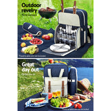 Alfresco 4 Person Picnic Basket Set Backpack Bag Insulated Blue - 45-Degree Angle