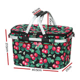 Alfresco Picnic Basket Folding Bag Hamper Insulated Storage Food Cover - Front View