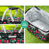 Alfresco Picnic Basket Folding Bag Hamper Insulated Storage Food Cover - Rear View