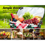 Alfresco Picnic Basket Folding Bag Hamper Insulated Storage Food Cover - Close-Up Angle