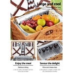 Alfresco 4 Person Picnic Basket Set Wooden Blanket Cooler Bag Outdoor Insulated, image 5