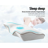 Giselle Memory Foam Pillow Neck Cervical Butterfly Ergonomic Support Grey