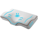 Giselle Memory Foam Pillow Neck Cervical Butterfly Ergonomic Support Grey - Close-Up Angle