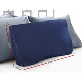 Giselle Memory Foam Pillow Neck Cervical Butterfly Ergonomic Support Navy - Front View