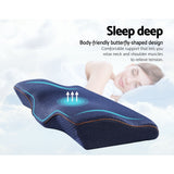 Giselle Memory Foam Pillow Neck Cervical Butterfly Ergonomic Support Navy - Side View