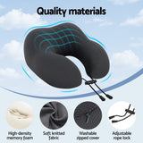 Giselle Bedding Travel Neck Pillow U-Shape Support Memory Foam Plane Car Cushion - Rear View