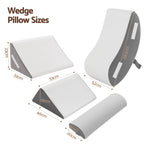 Giselle 4PCS Orthopedic Bed Wedge Pillow Set Anti-Slip Velcro System For Sleeping, 30D Gel Memory Foam Support Cushions For Acid Reflux And Leg Elevation