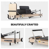PROFLEX Wooden Pilates Reformer Machine, Stretch Bed with box and jump board accessories - 45-Degree Angle