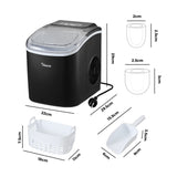 Vevare Portable Ice Maker Machine Ice Cube Tray 12kg Black - Top-Down View