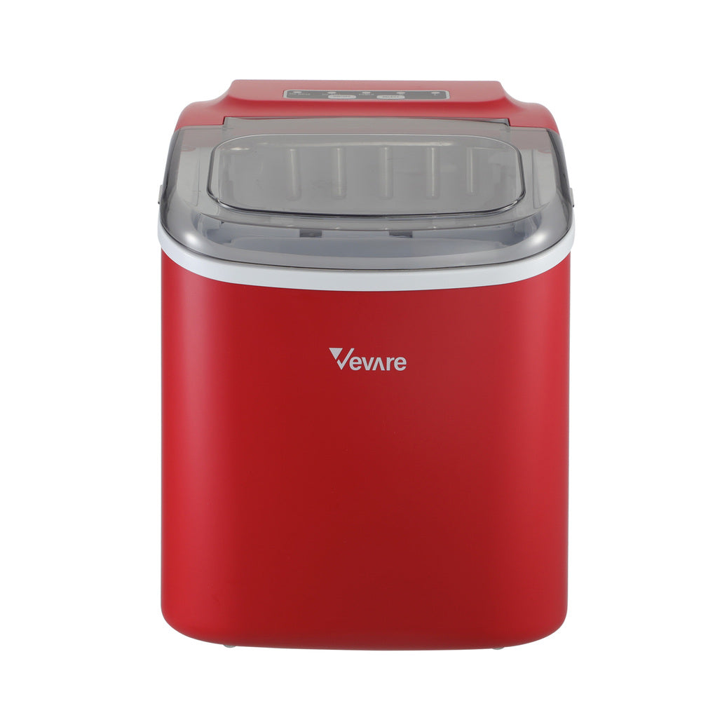 Vevare Portable Ice Maker Machine Ice Cube Tray 12kg Red