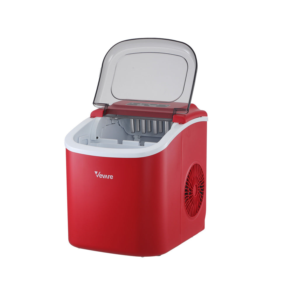 Vevare Portable Ice Maker Machine Ice Cube Tray 12kg Red